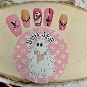 Louis V Inspired hand painted press on nails | 20 pcs w/ mystery scent freshie